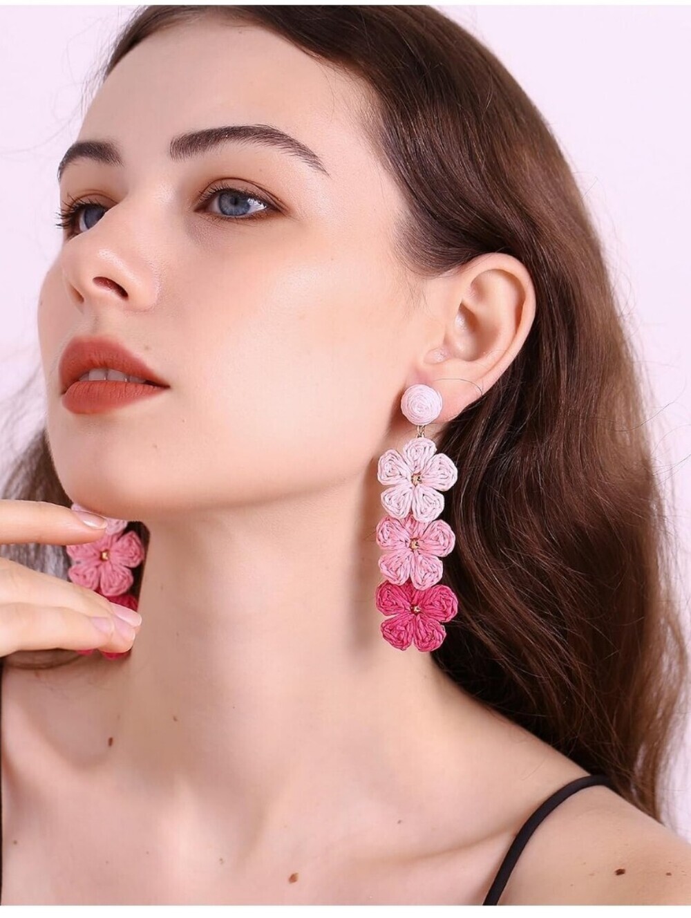 Handmade Ombre Pink Floral Drop Earrings - Women Jewelry